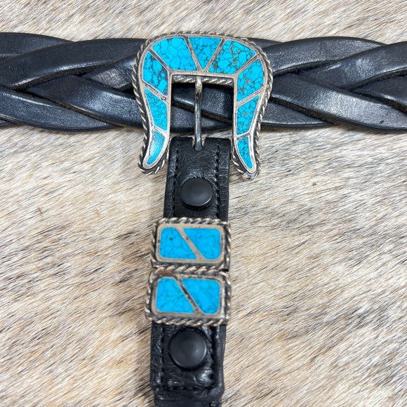 Turquoise Sterling Silver Belt Buckle Set main image 6